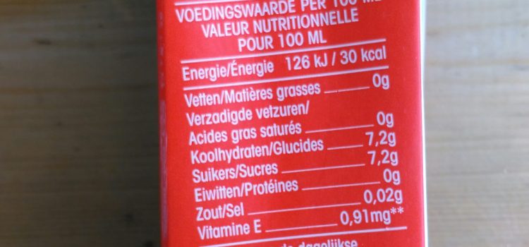 suiker product etiket berekenen
