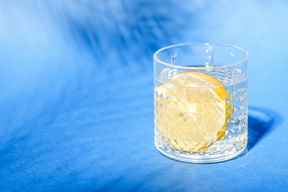 lemon half in glass of water