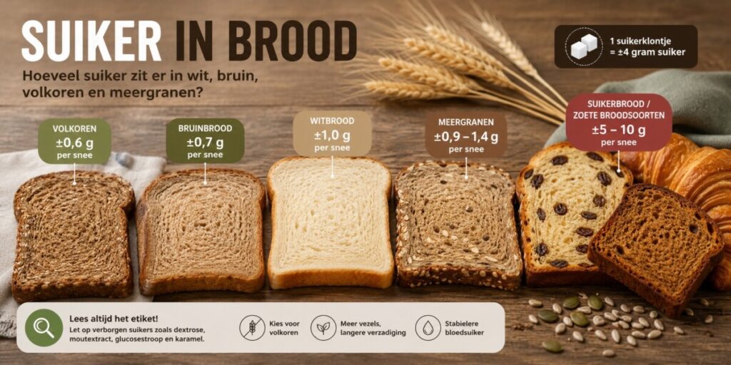 Suiker in brood overzicht